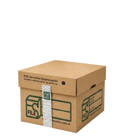 Caja de archivo FILE cerrada con su precinto numerado