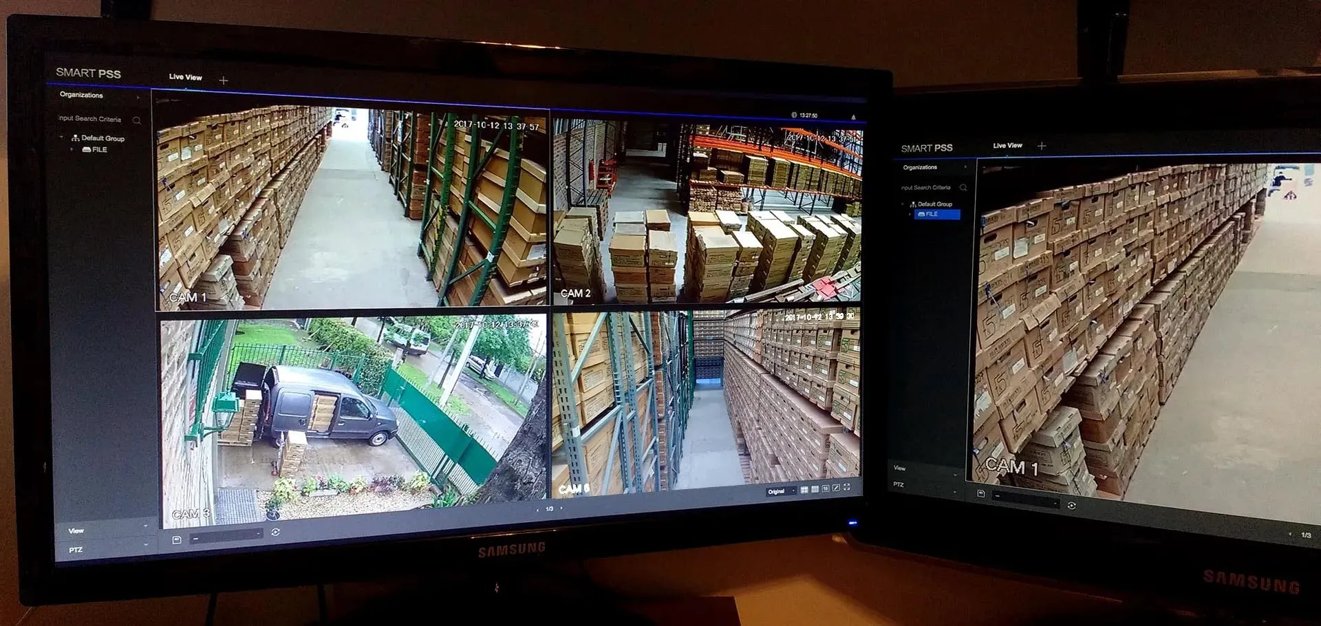 Monitores del sistema de cámaras de vigilancia del depósito